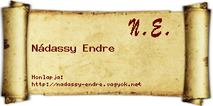 Nádassy Endre névjegykártya